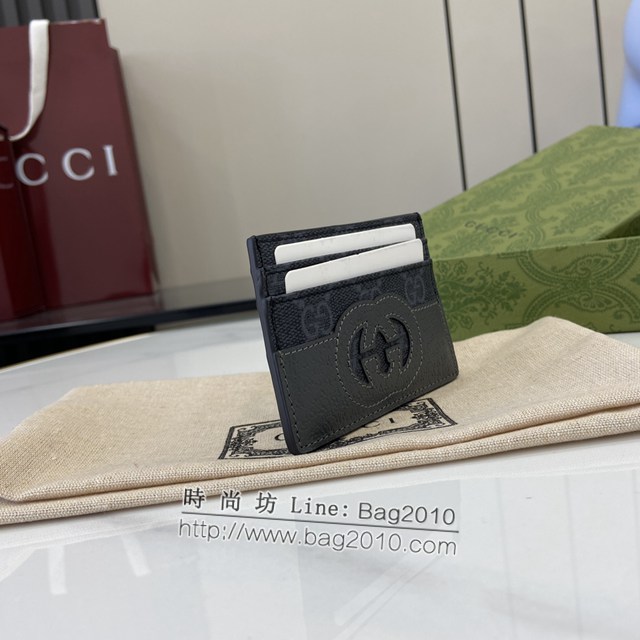 Gucci專櫃古馳最新款飾鏤空互扣式雙G卡片夾卡包 jh2102型號：701425